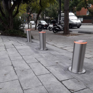 Installed galvanised bollard