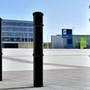 Black Ornamental Concrete In Bollards in a Row