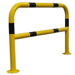 Black & Yellow Hooped Barrier 76mm Diameter Bolt Down